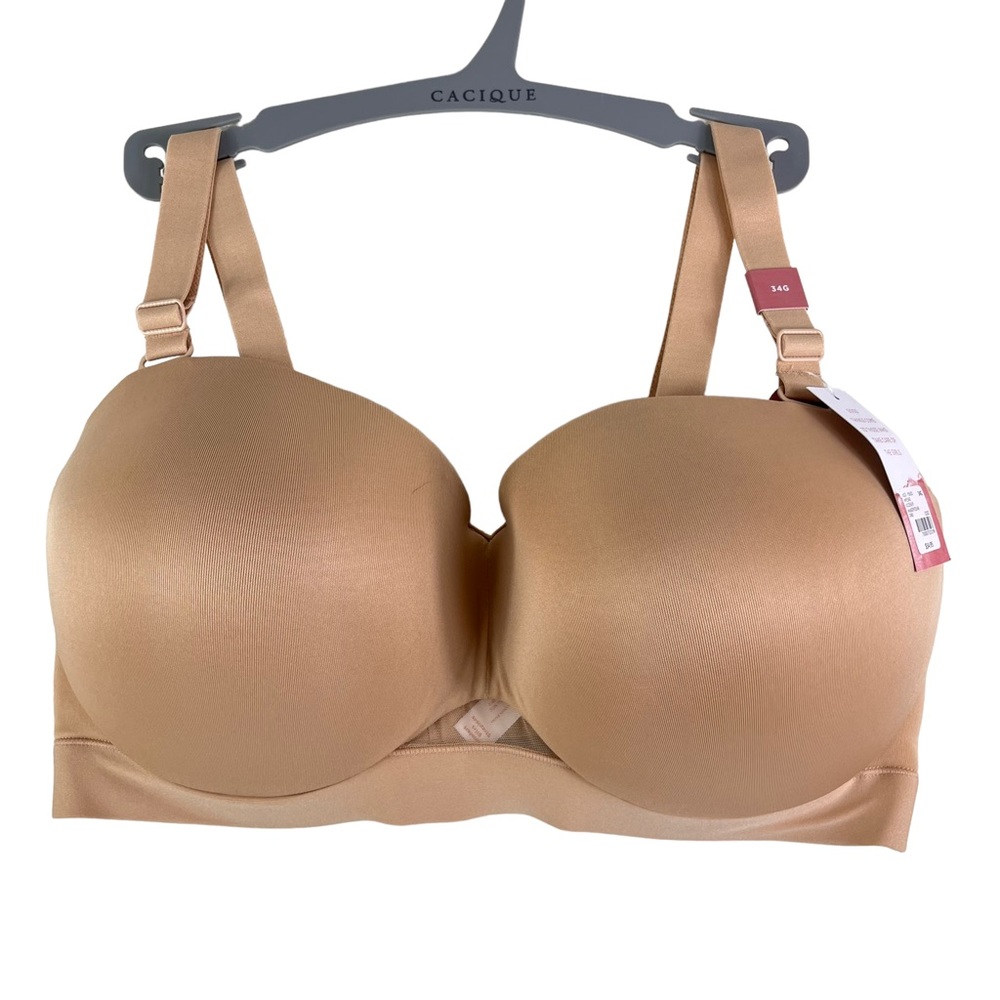 NWT CACIQUE Women’s Nude Comfort Bliss Convertible Strap/Strapless Bra Size 34G